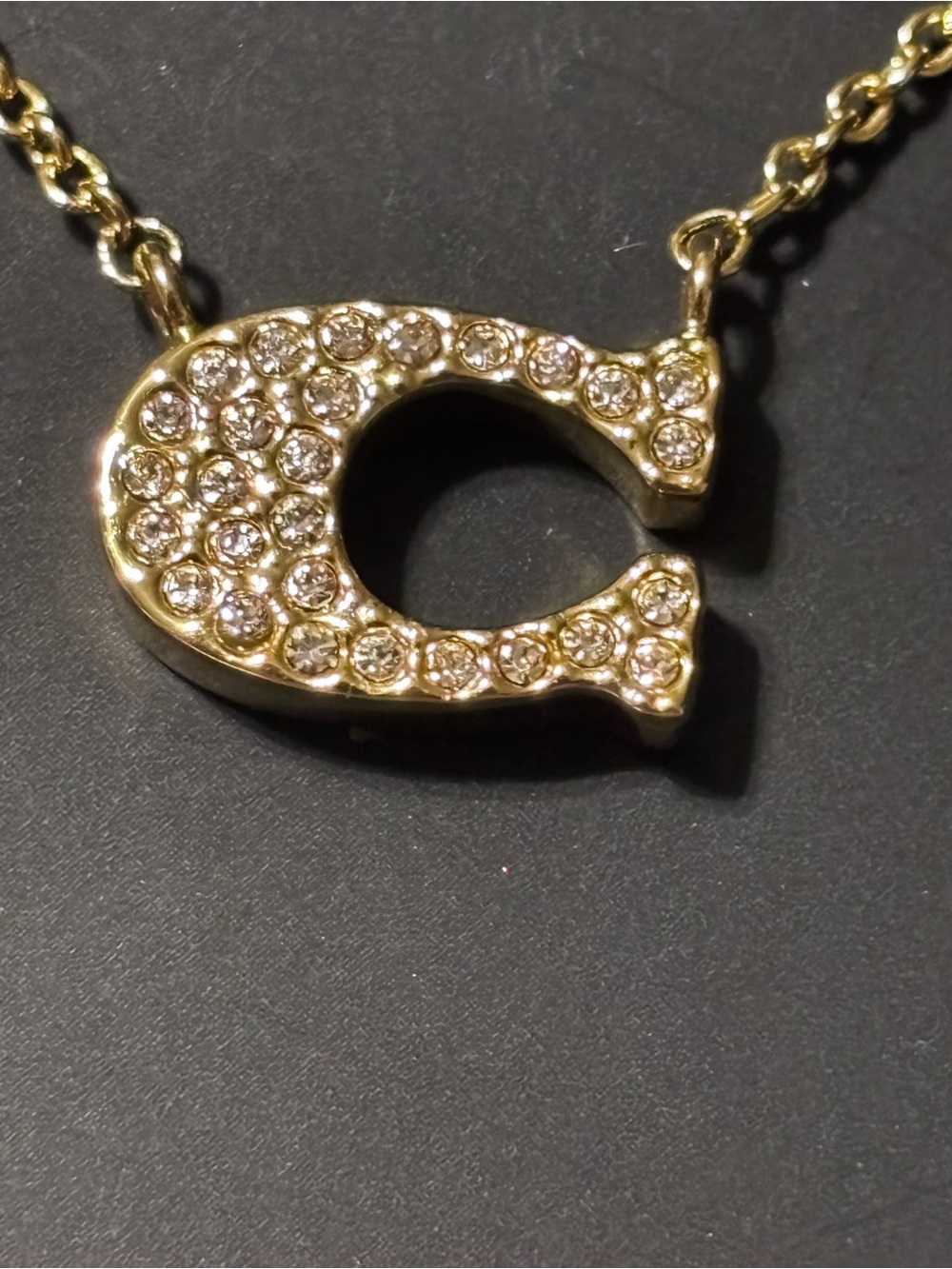 Coach Gold Crystal 'C' Logo Pendant Necklace - Picture 4 of 8